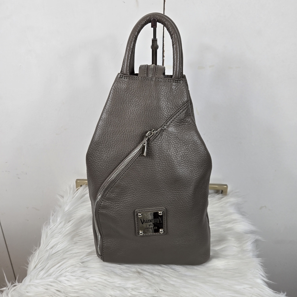 Valentina Gray Leather Backpack